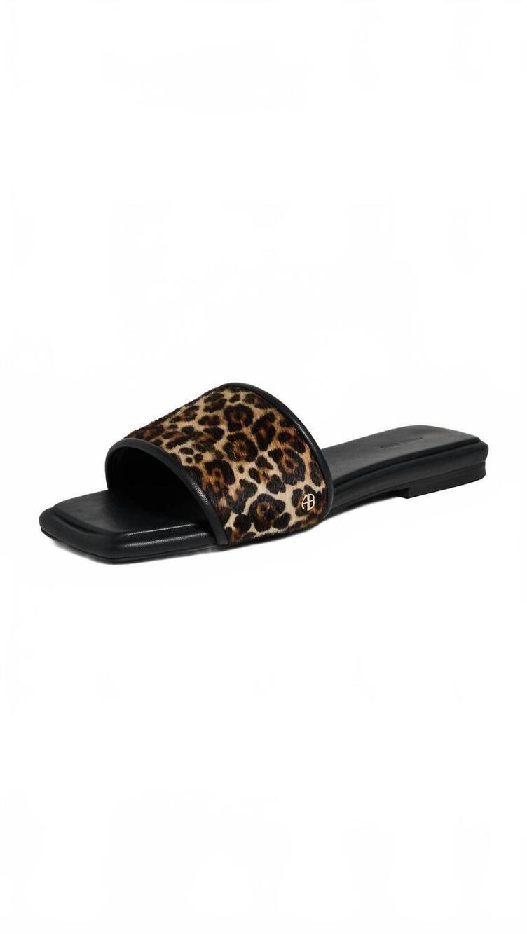 NEW ANINE BING women's ria slides sandals in leopard